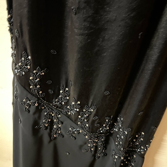 Cache Black Sheer Beaded Asymmetrical Formal Long Prom Gown Dress Size 4 Y2K - Picture 4 of 8